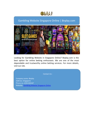 Gambling Website Singapore Online | 8nplay.com