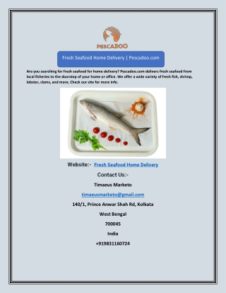 Fresh Seafood Home Delivery | Pescadoo.com