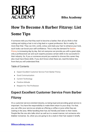 How To Become A Barber Fitzroy List Some Tips