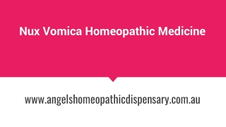 Nux Vomica Homeopathic Medicine