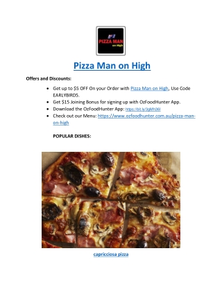 5% Off - Pizza Man on High Takeaway Menu Reservoir, VIC