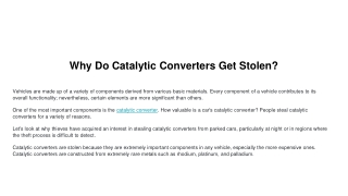 Why Do Catalytic Converters Get Stolen_