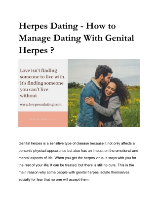 Herpes Dating - How to Manage Dating With Genital Herpes