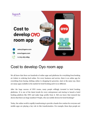 Cost to develop oyo room app