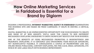 How Online Marketing Services in Faridabad is Essential for a Brand by Digiorm_