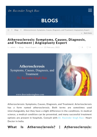 Atherosclerosis Symptoms, Causes, Diagnosis, and Treatment  Angioplasty Expert