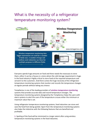 What is the necessity of a refrigerator temperature monitoring system-converted
