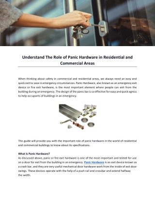 Understand The Role of Panic Hardware in Residential and Commercial Areas