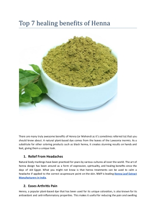 Top 7 healing benefits of Henna