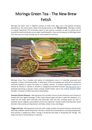 Moringa Green Tea - The New Brew Fetish