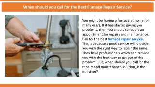 When should you call for the Best Furnace Repair Service?