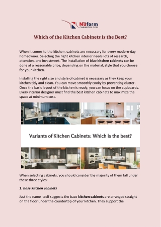Which of the Kitchen Cabinets is the Best?