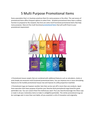 5 Multi Purpose Promotional Items