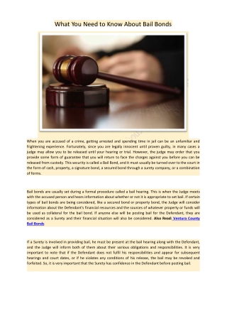 What You Need to Know About Bail Bonds