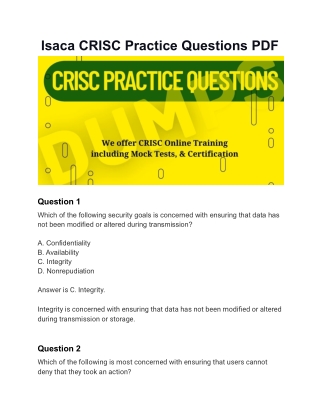 Free CRISC Sample Questions
