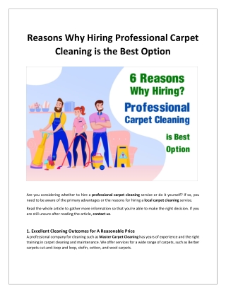 6 Reasons Why Hiring Professional Carpet Cleaning is Best Option