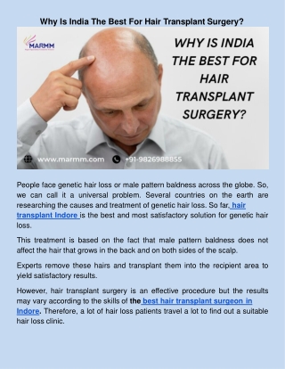 ​Why Is India The Best For Hair Transplant Surgery?