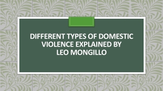 Different Types of Domestic Violence Explained by Leo Mongillo