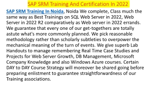 SAP SRM Training Institute In Noida