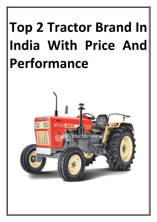 Top 2 Tractor Brand In India With Price And Performance