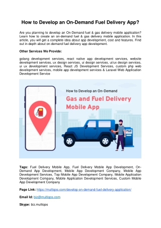 How to Develop an On-Demand Gas and Fuel Delivery Mobile App? – A Quick Guide