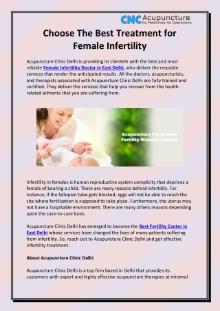 Female Infertility Doctor in East Delhi