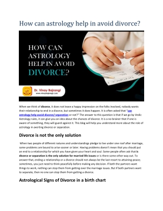 How can astrology help in avoid divorce
