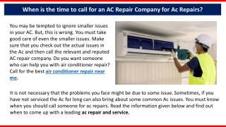 When is the time to call for an AC Repair Company for Ac Repairs?