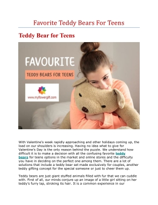 Favorite Teddy Bears For Teens