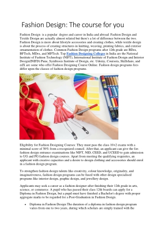 Fashion Design: The course for you
