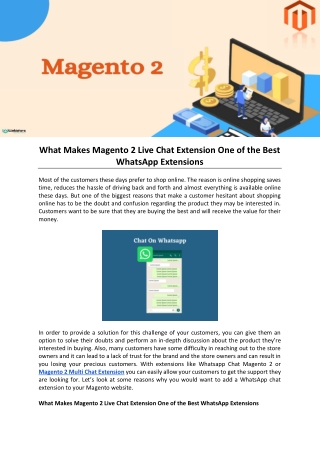 What Makes Magento 2 Live Chat Extension One of the Best WhatsApp Extensions