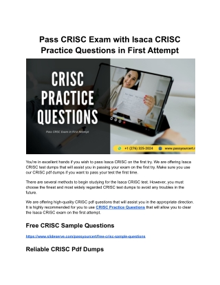 Pass CRISC Exam with Isaca CRISC Practice Questions in First Attempt