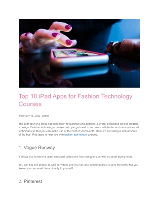 Top 10 iPad Apps for Fashion Technology Courses