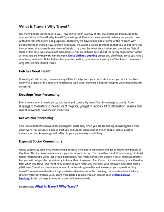 What Is Travel Why Travel
