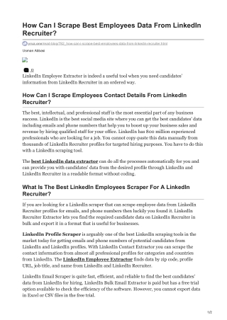 How Can I Scrape Best Employees Data From LinkedIn Recruiter