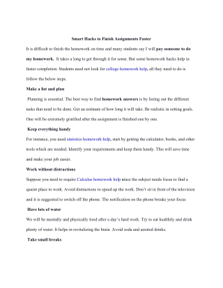 Smart Hacks to Finish Assignments Faster
