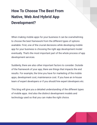 How To Choose The Best From Native, Web And Hybrid App Development_