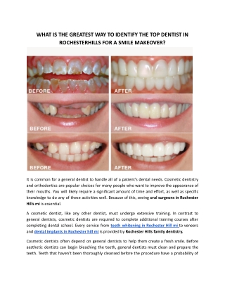 WHAT IS THE GREATEST WAY TO IDENTIFY THE TOP DENTIST IN ROCHESTERHILLS FOR A SMILE MAKEOVER.docx