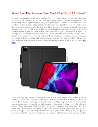What Are The Reasons You Need IPad Pro 12.9 Cases.docx