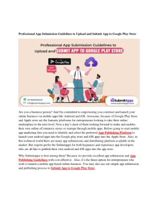 Professional App Submission Guidelines to Upload and Submit App to Google Play Store
