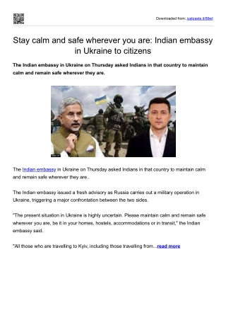 Stay calm and safe wherever you are-Indian embassy in Ukraine to citizens