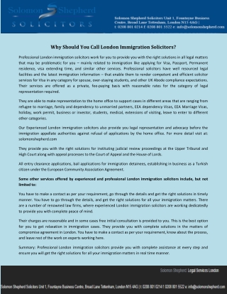 Why Should You Call London Immigration Solicitors