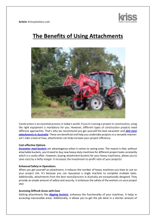 The Benefits of Using Attachments