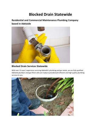 Blocked drains Adelaide