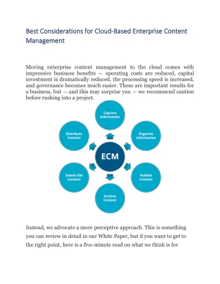 Best Considerations for Cloud-Based Enterprise Content Management
