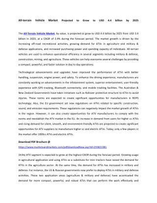 All-terrain Vehicle Market Projected to Grow to USD 4.4 billion by 2025