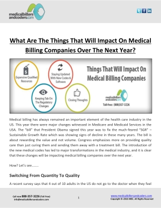 Things That Will Impact On Medical Billing Companies