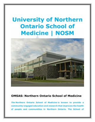 University of Northern Ontario School of Medicine - NOSM