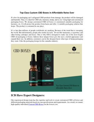 Top Class Custom CBD Boxes in Affordable Rates Ever