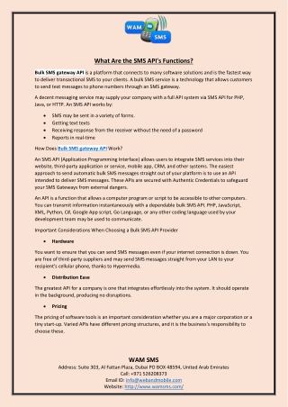 What Are the SMS API's Functions